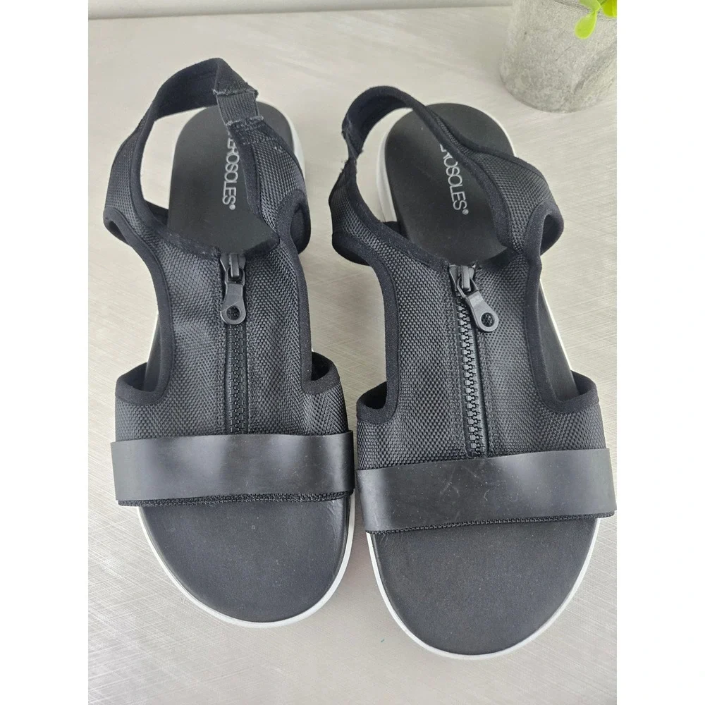 Aerosoles Top Form Womens Black Mesh Front Zip Sporty Slingback Sandals 11M - Picture 3 of 11